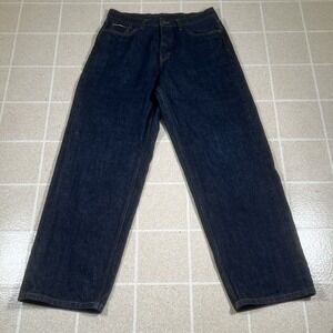 Cos London Straight Navy Blue Rider Selvedge jeans Size 30x32 Button Fly